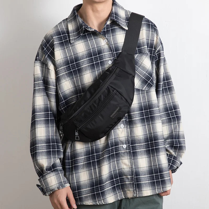 Men S Chest Bag Made Oxford Fabric Casual Fashionable Waist Bag Waterproof Outdoor Sports Crossbody