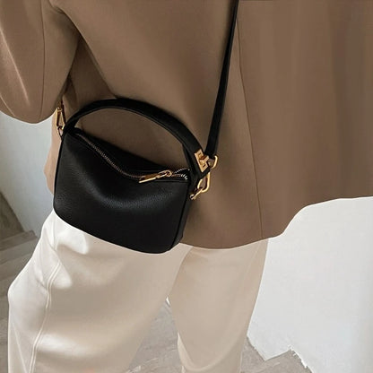 Gold Turn Lock Crossbody Shoulder Bag for Women