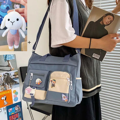 Kawaii Canvas Crossbody Bag – Japanese Style Shoulder Bag for Women & Students