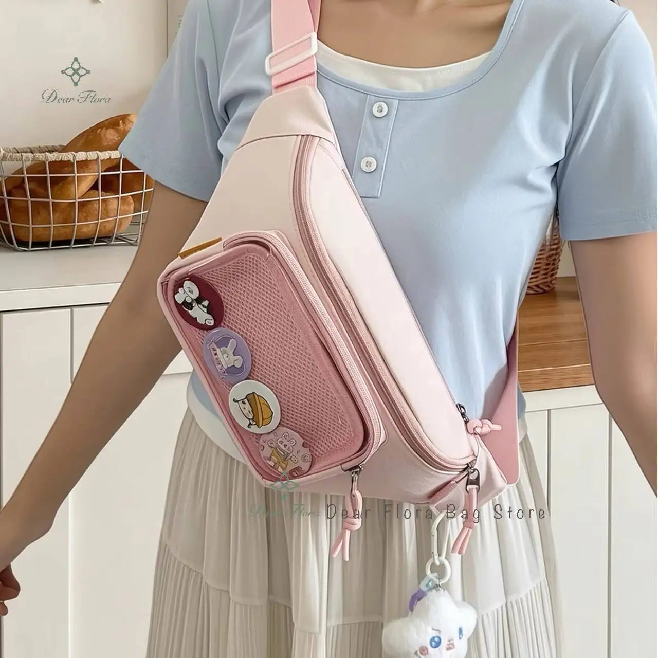 Cute Ita Waist Bag – Transparent Window Chest Fanny Pack for Women