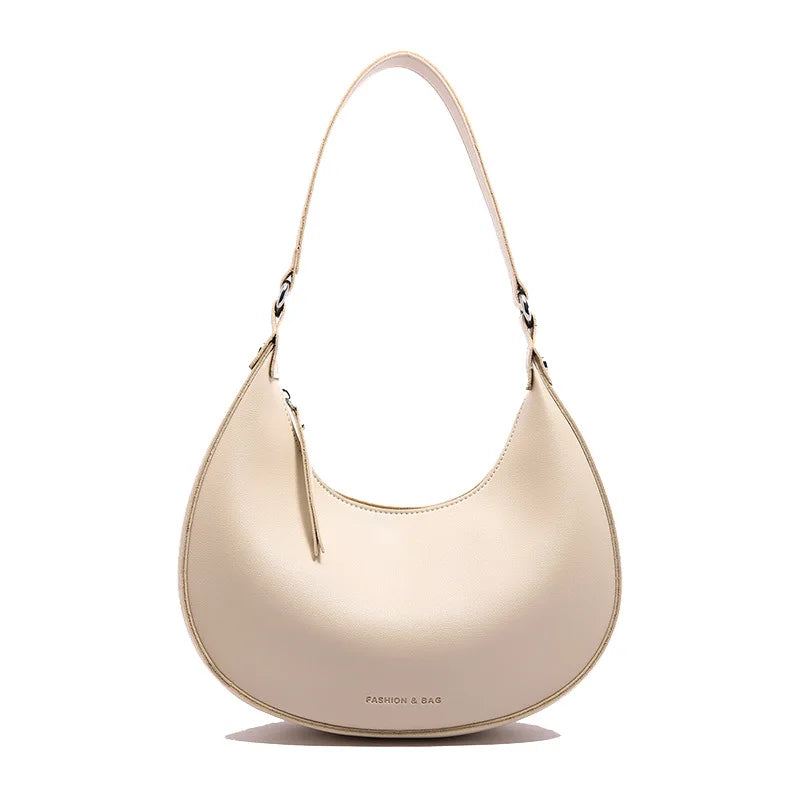 Crescent Shoulder Bag Minimalist PU Leather Hobo Purse