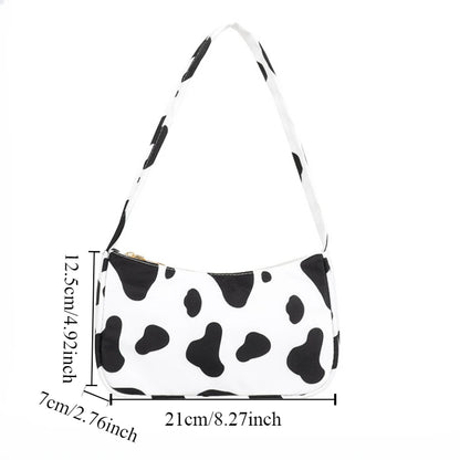 Cow Print Shoulder Bag – Women's Casual Oxford Baguette Bag