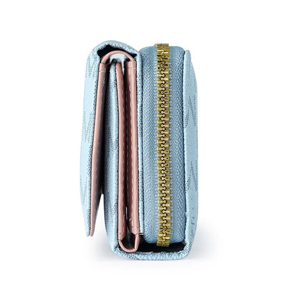 Threefold Zipper Wallet Letter Pattern Stylish Multi Color Card Holders Wrist Straps