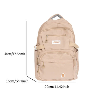 Simple Stylish College Student Backpack Nylon Lightweight Large Capacity Computer School Commuting