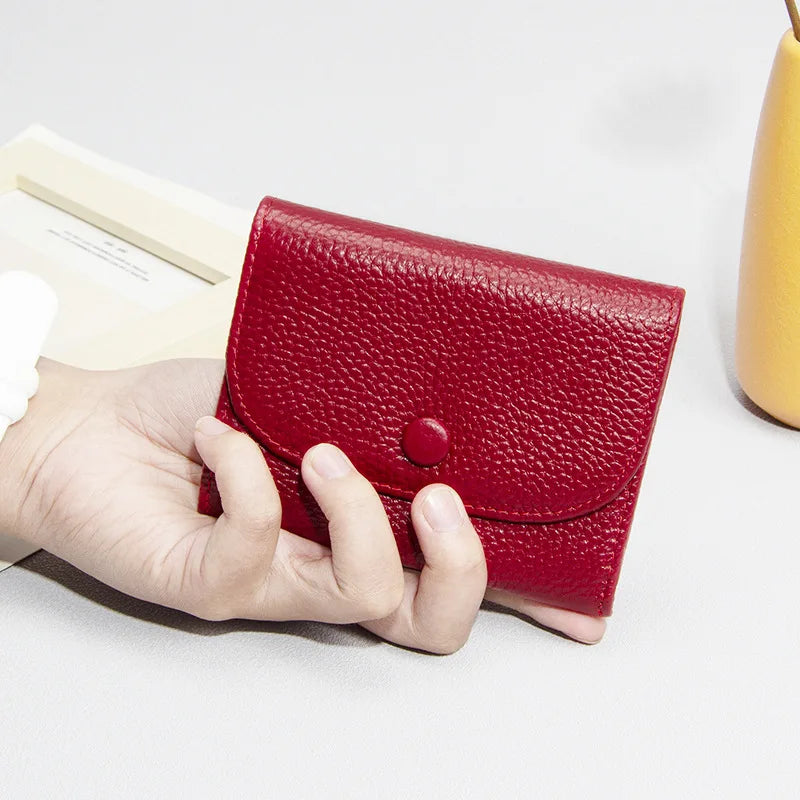 Small Purse Mini Simple Solid Color Leather Coin Card Bag Inside Outside All Woman