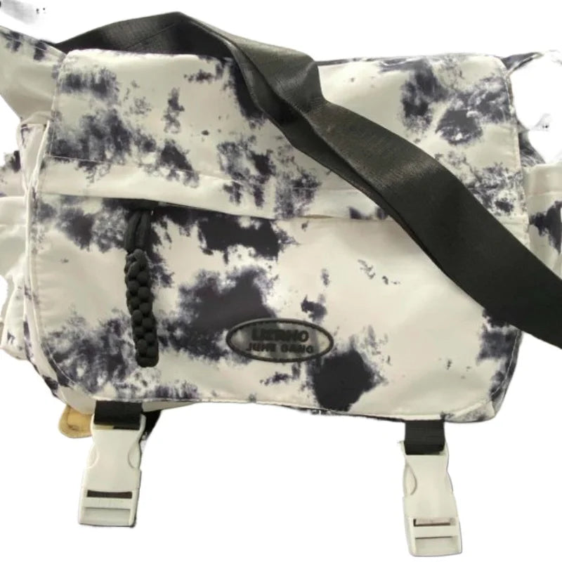 Fashionable Trendy Canvas Color Blocked Mailman Bag Large Capacity Campus Student Trendy Work
