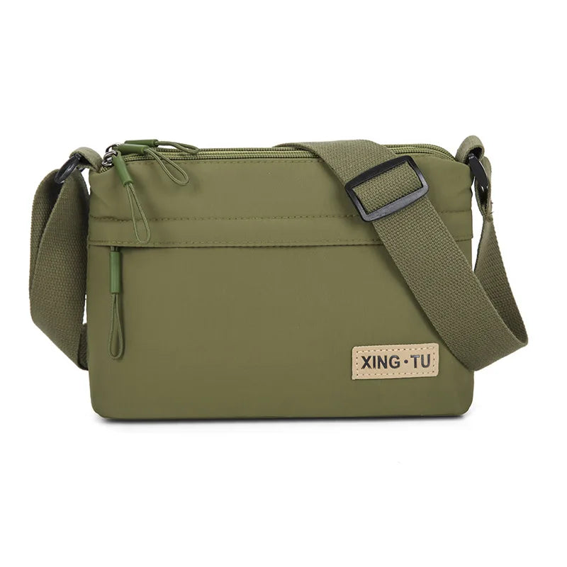 Women S Oxford Cloth Waterproof Crossbody Bag Three Zipper Large Capacity Shoulder Multi-Layer