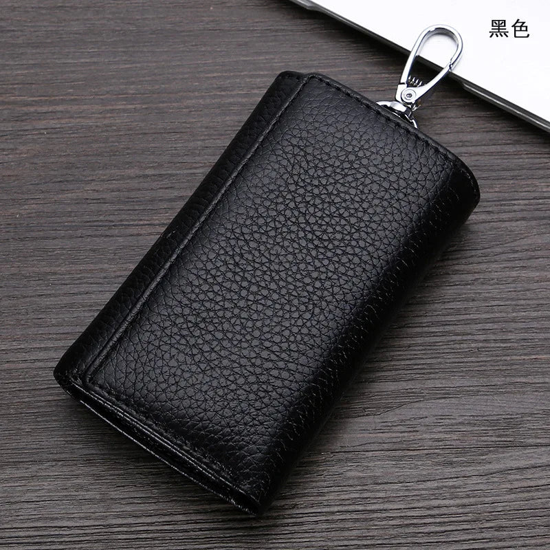 Leather Key Case Multi-Functional Three-Fold Wallet Men Women