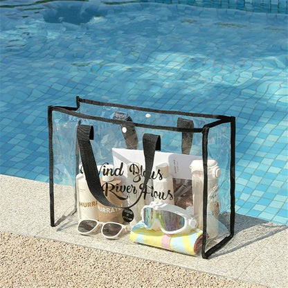 Clear PVC Beach Bag – Large Waterproof Transparent Tote for Swimming & Travel