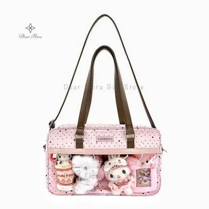 Lace Ita Bag Large Capacity – Transparent Pocket Shoulder Bag for Badge Display