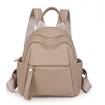 Litchi Pattern Leather Backpack Compact Casual Rucksack Top Handle Adjustable Straps Ideal Work