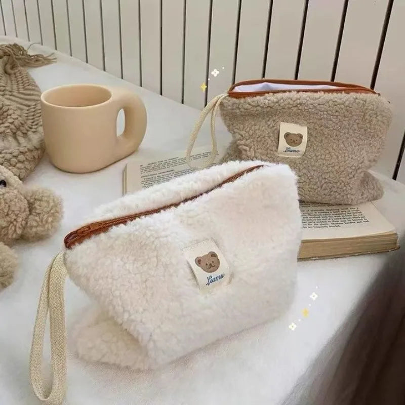 Large Capacity Cute Plush Travel Cosmetic Lipstick Storage Bag Women Makeup Kits Handbags Organizer