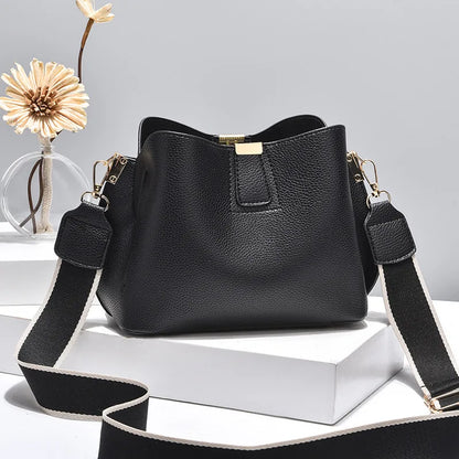 Bucket Bag – Soft Minimalist Shoulder Bag with Contrast Strap