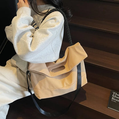 Large Capacity Nylon Shoulder Bags Women Fluorescent Green Casual Totes Korea Style Cloth Packages