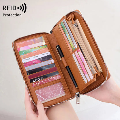 This Rfid Anti-Theft Swiping Women S Wallet Features Large Capacity