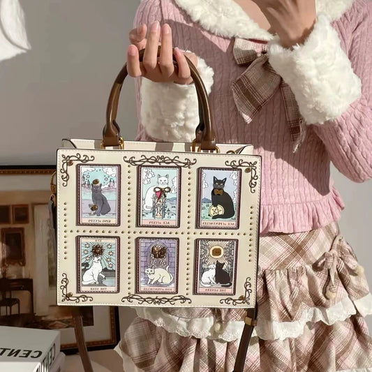 2026high-End Summer Handbag Female Bag Niche Design Tarot Tile Tote Large Capacity Y2k Cute Cat