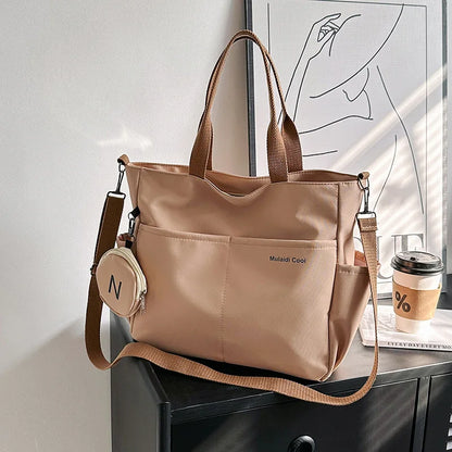 Stylish Large Capacity Tote Crossbody Bag Minimalist Shoulder Bag Small Detachable Coin Purse