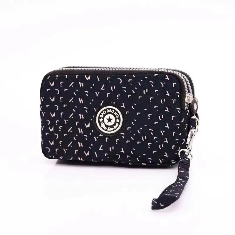 Stylish Jellyfish Print Triple Zipper Phone Bags Compact Canvas Clutch Purse Women S Daily
