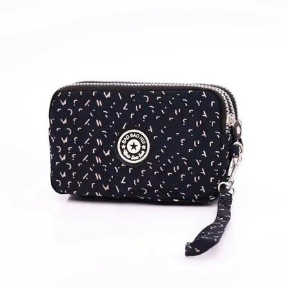 Stylish Jellyfish Print Triple Zipper Phone Bags Compact Canvas Clutch Purse Women S Daily