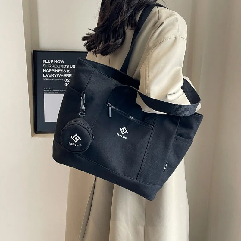 Canvas Tote Bag with Mini Coin Purse – Women’s Shoulder Bag