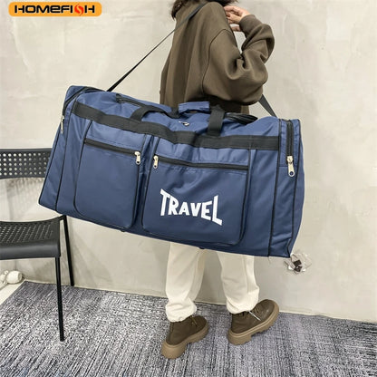 Homefish Travel Bag Foldable Large Capacity Waterproof Business Sports Handbag Wear-Resistant