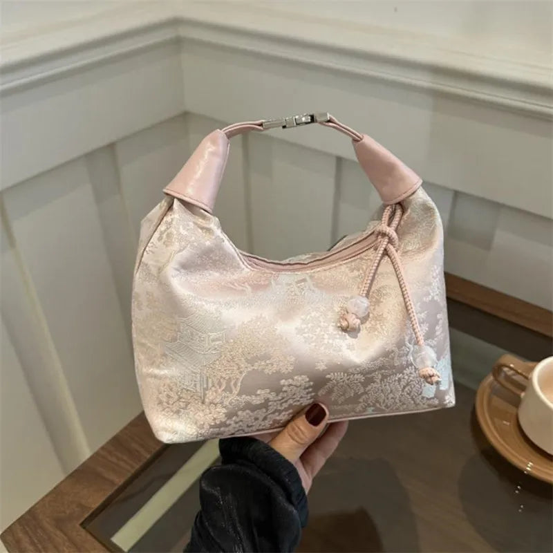 Floral Embroidered Tote Bag – Women's Large Capacity Shoulder Bag