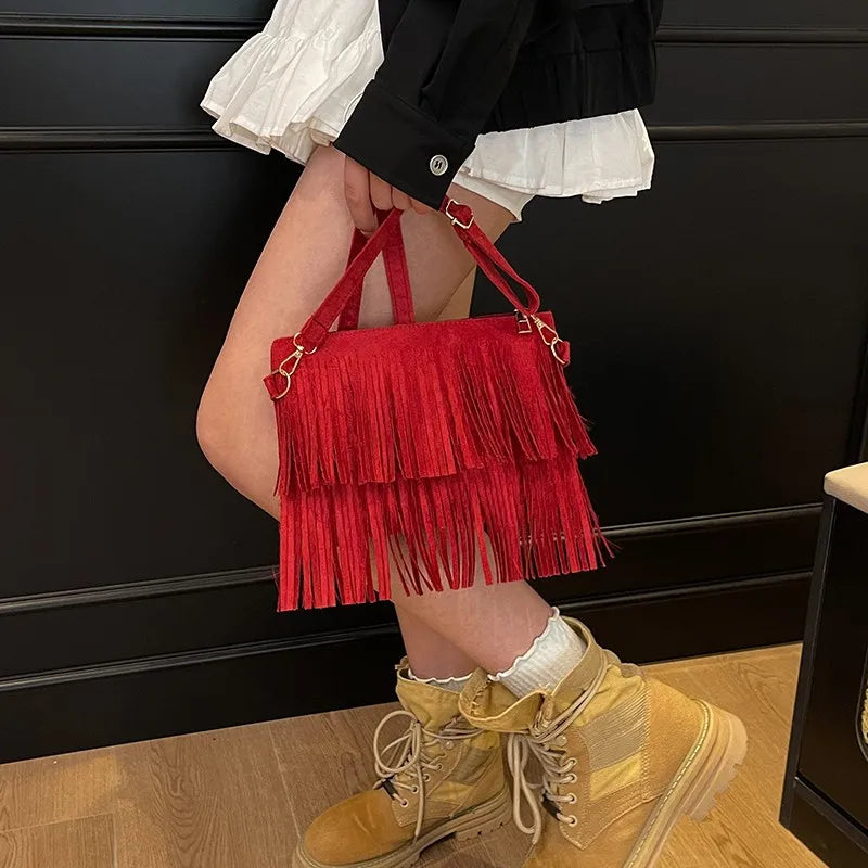 Vintage Tassel Fringe Crossbody Bag for Women
