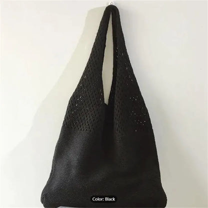 Crochet Hollow-Out Shoulder Bag – Large Capacity Knitted Tote for Women