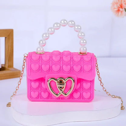 Silicone Love Bubble Jelly Bag Popper Pressure Relieving Purse Cute Chain Crossbody Bag