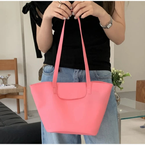 Summer Transparent Jelly Shoulder Bag Trendy Niche Macaron-Colored Handbag Simple Commuter Tote