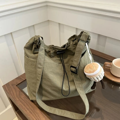 Drawstring Canvas Bucket Bag – Lightweight Women's Shoulder Bag