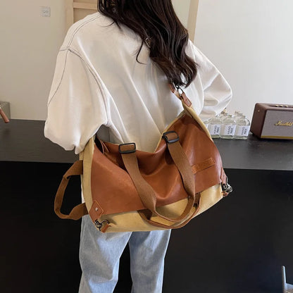 Tote Bag Women Leisure Travel Sports Fitness Crossbody Large Capacity Portable Canvas