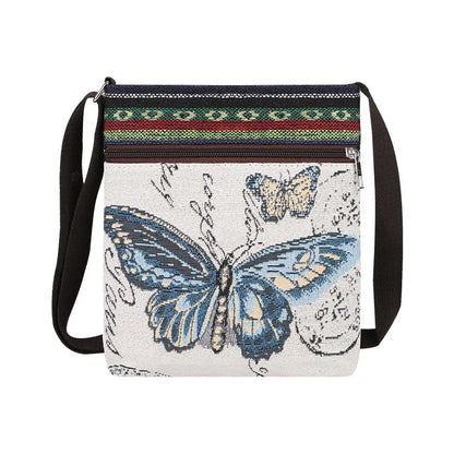 Embroidered Canvas Crossbody Bag – Cute Animal Print Shoulder Bag