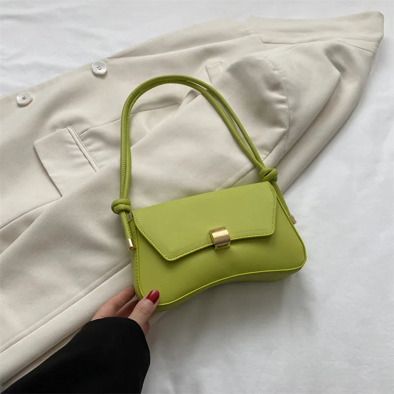 Stylish Versatile Shoulder Underarm Bag Simple Metal Buckle Handbag Messengerbag