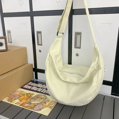 Solid Color Canvas Female Crossbody Bags Women Large Capacity Shopping Messenger Bag Student