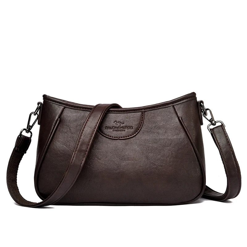 Retro Leather Crossbody Bag for Women – Elegant Shoulder Purse