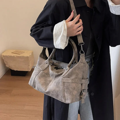 Retro Design Pu Leather Shoulder Bags Women Korean Capacity Armpit Bag Female Crossbody Tote
