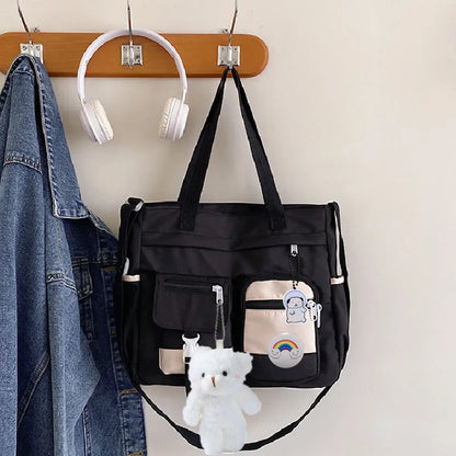 Harajuku Nylon Shoulder Bag – Multi-Pocket Crossbody Messenger Bag