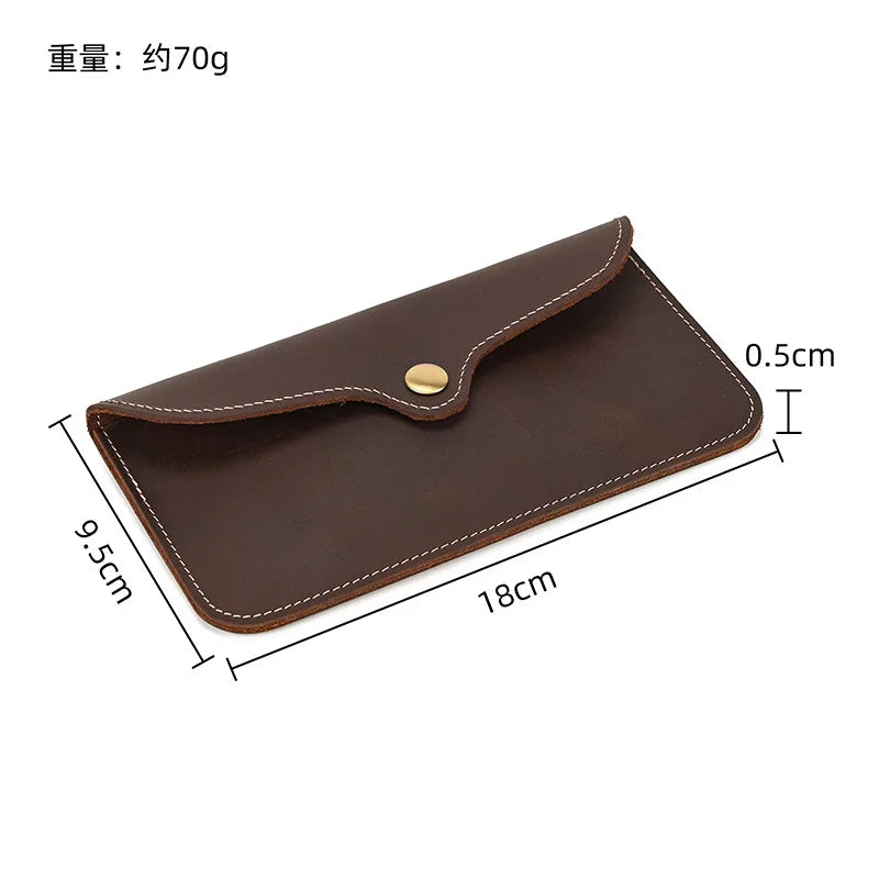 Simple Mobile Phone Leather Wallet Retro Men Crazy Horse Long Envelope Flip