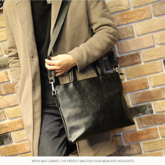 Soft Pu Leather Briefcase Simple Large-Capacity 13-Inch Computer Storage - Waterproof Soft