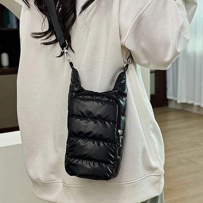 Water Bottle Carrier Crossbody Bag – Puffer Sling Holder with Pocket