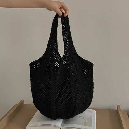 Crochet Woven Tote Bag – Lightweight Women's Beach Shoulder Handbag