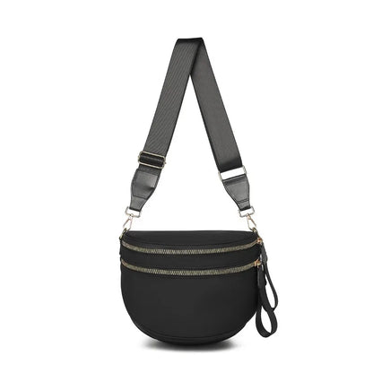 Checkered Saddle Crossbody Bag – Dual Zipper Shoulder & Waist Pack for Women