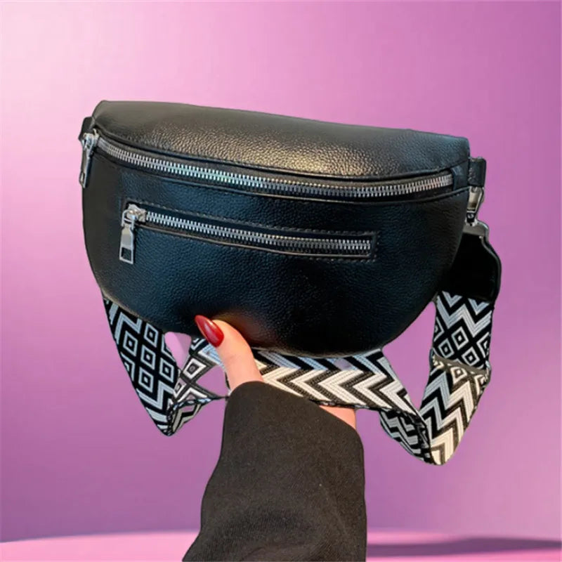 Women's Belt Bag with Boho Strap – Multi-Pocket Fanny Pack