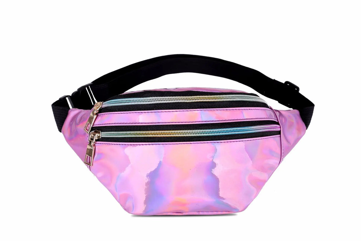 Ladies Laser Waist Bag Pu Multi-Function Color One Shoulder Sling Large Capacity Mobile Phone