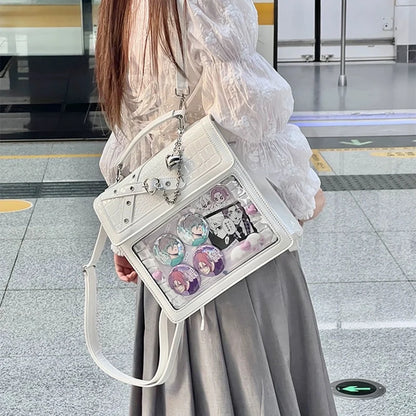 Gothic Ita Bag Transparent Pocket DIY Badge Crossbody