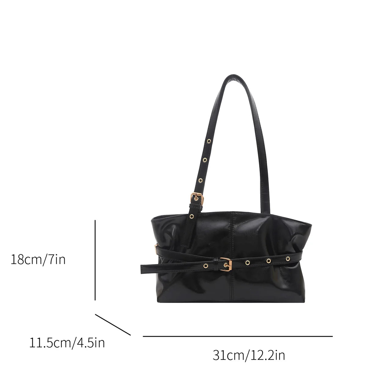 Trendy Simple Women Shoulder Bag Solid Color Soft Pu Leather Tote Large Capacity Handbag Commute
