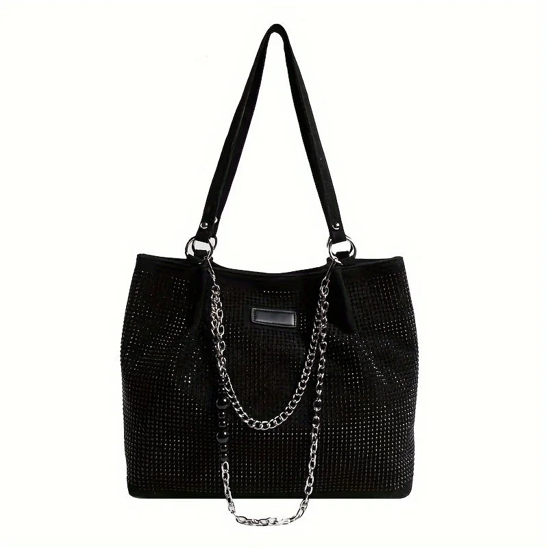 Rhinestone Tote Bag – Glam Crystal Chain Shoulder Bag