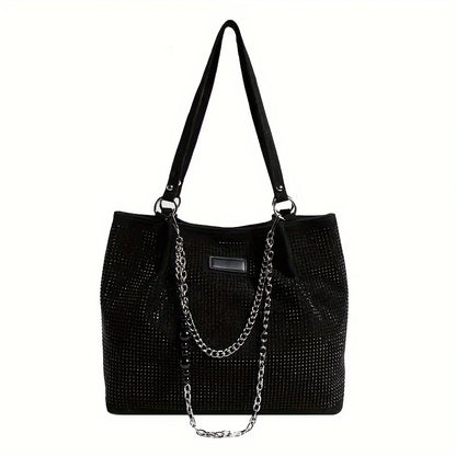 Rhinestone Tote Bag – Glam Crystal Chain Shoulder Bag