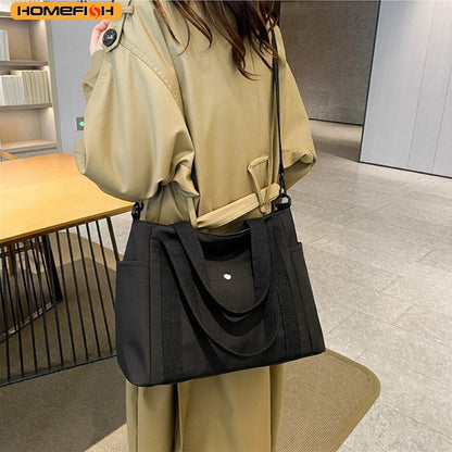 Homefish Large Capacity Nylon Crossbody Bag Casual Solid Color Messenger Shoulder Removable Strap